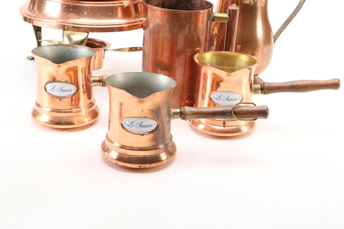 West Bend Copper Pitcher and Other Copper Serveware