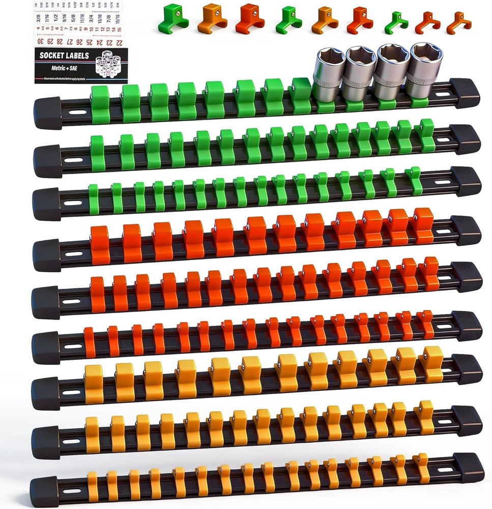 SWANLAKE 9PCS Adjustable Socket Organizer - 1/4