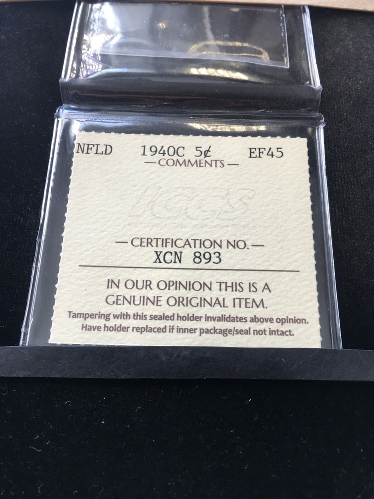 1940c, ICCS Graded Newfoundland, Five Cent, **EF-45**