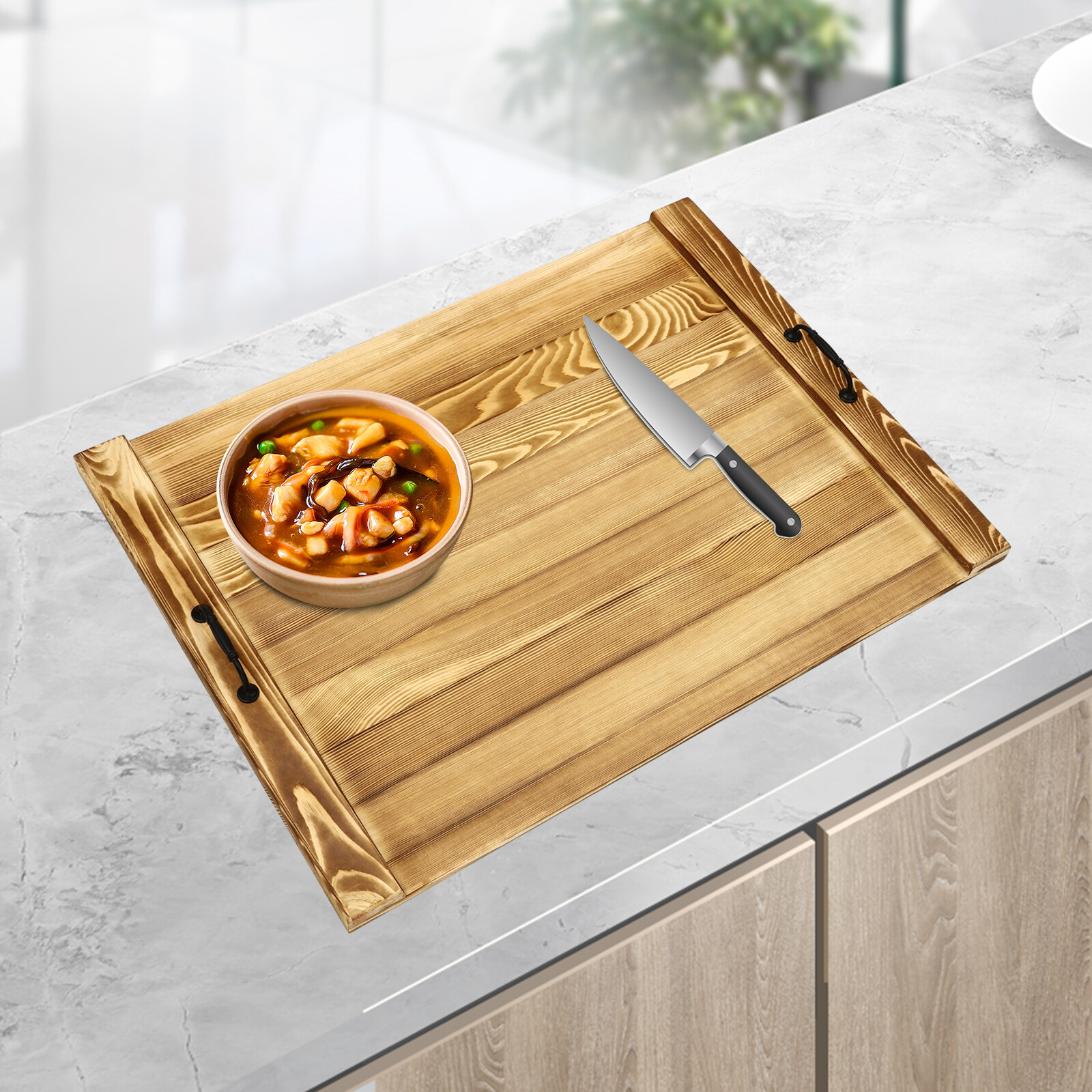 Noodle Board Stove Cover-Wood Top Covers for Electric and Gas Stove-Wooden