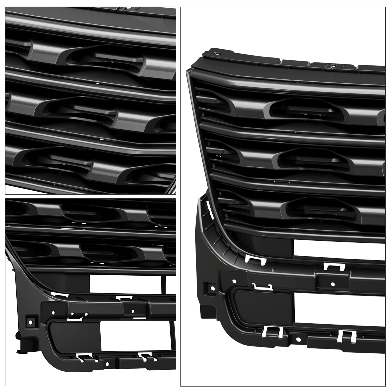 For Ford Explorer 2016 2017 Front Bumper Upper Grille Glossy Black Painted