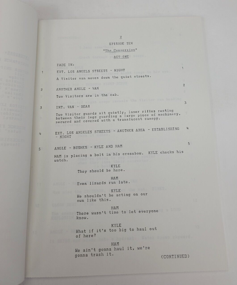 V / Brian Taggert 1984 TV Script, June Chadwick, Robert Englund "The Conversion"