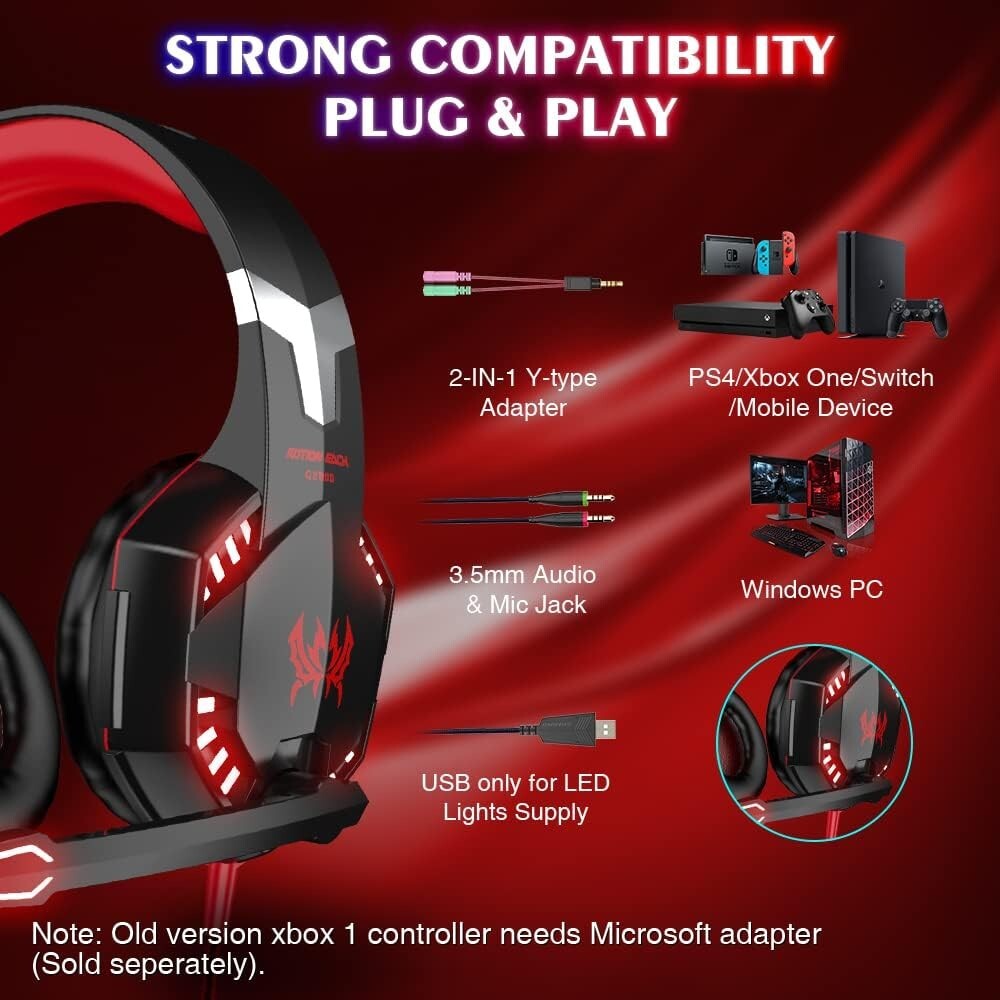 Multi-Platform Gaming Headset for PS5/PS4/Xbox One - Enhanced Gaming Experience
