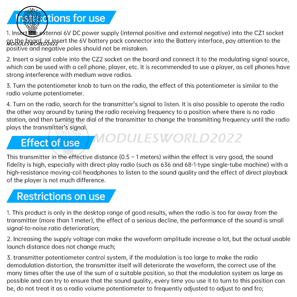 525~1605kHz Medium Wave AM Radio Transmitter DIY Circuit Board Radio Module 6V