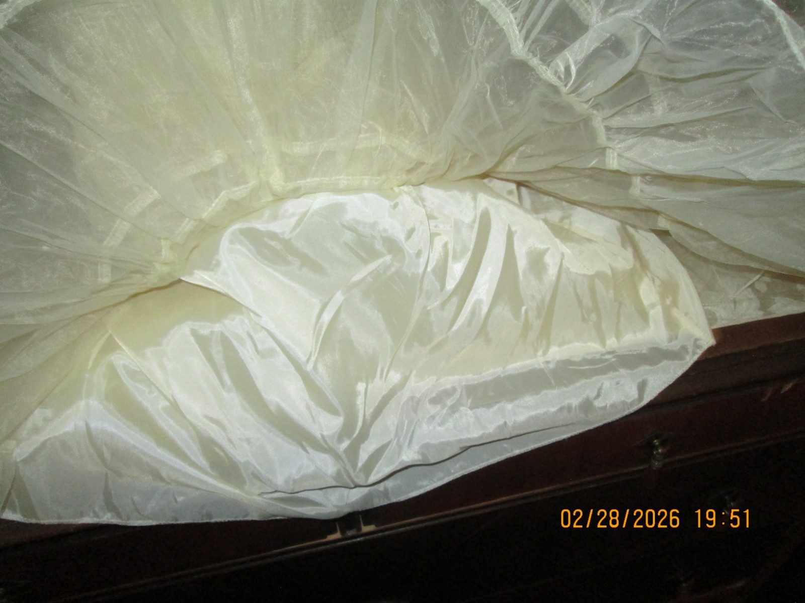 Cream ivory Tutu Petticoat Tulle Slip Skirt Elastic Waist Tiered Large