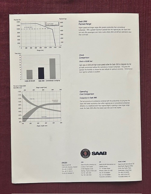 SAAB 2000 Brochure 1991