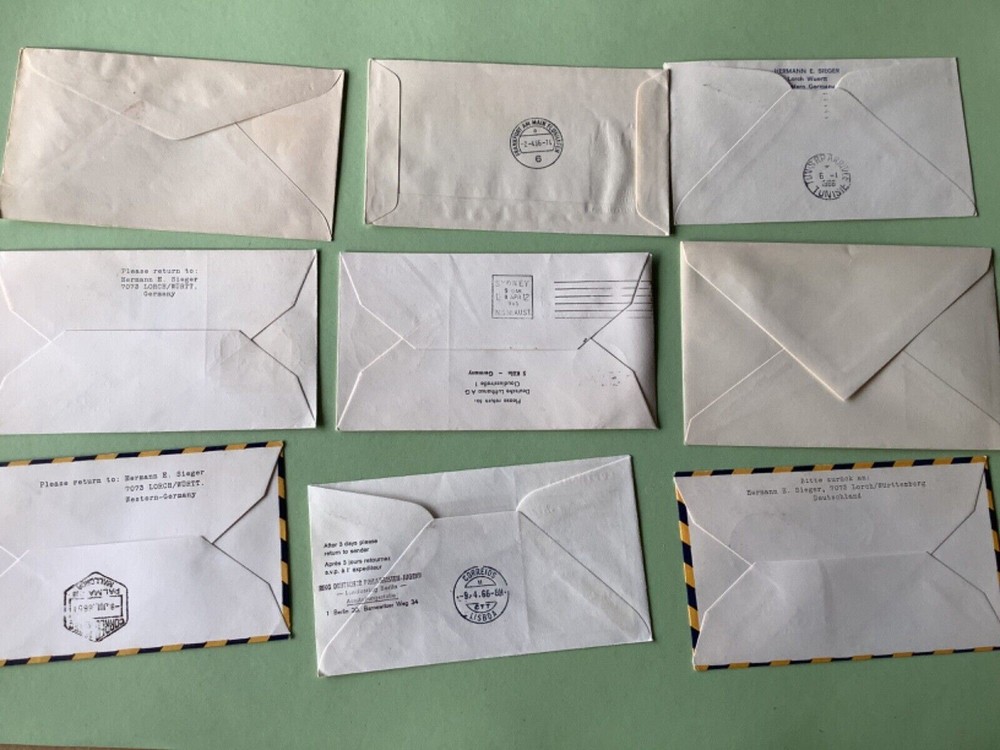 Airmail flight cover mixed world 9 items Ref A1463