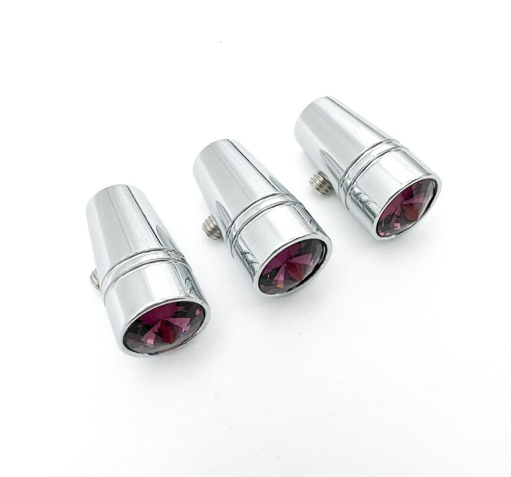 (Set/3) Chrome Purple Crystal Mini Toggle Switch Extensions 1" For Peterbilt