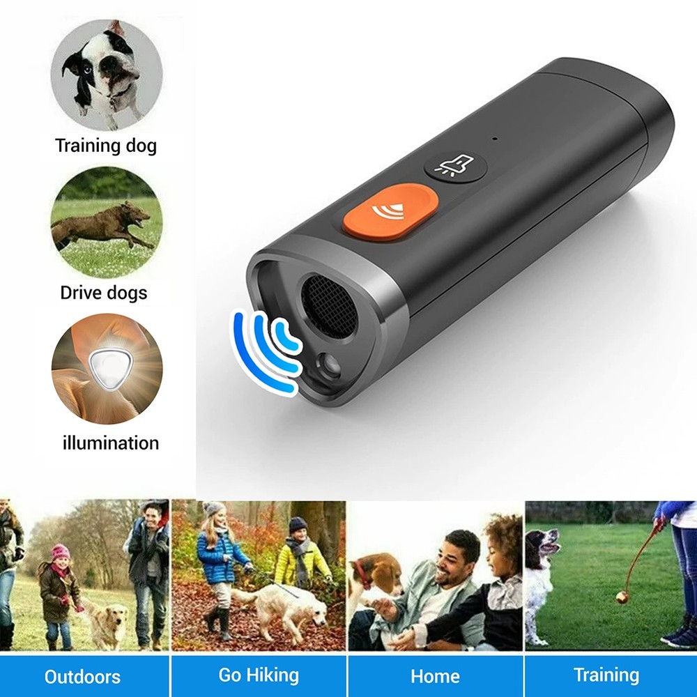 Repeller Ultrasonic Dog Training Device Rechargeable Device With LED Flashlight