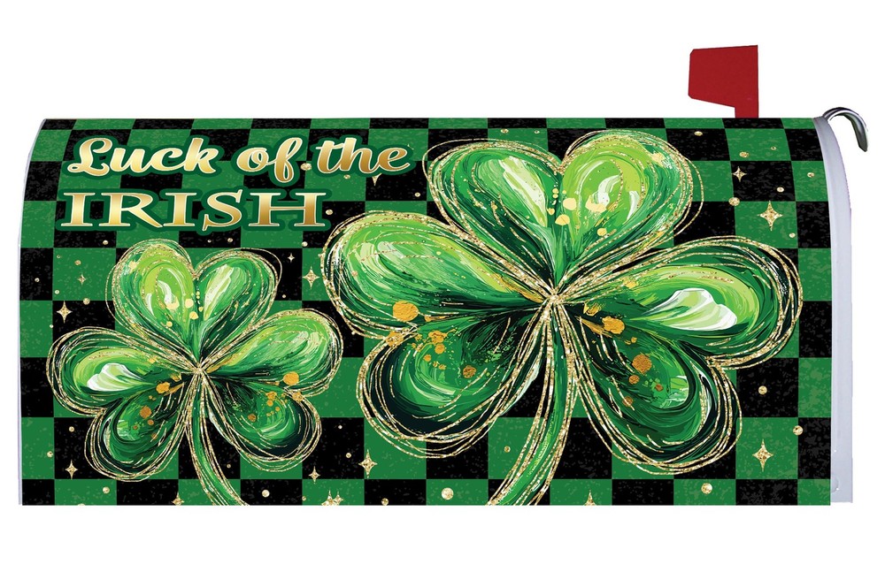 Checkered Shamrock Oversized Mailbox Cover