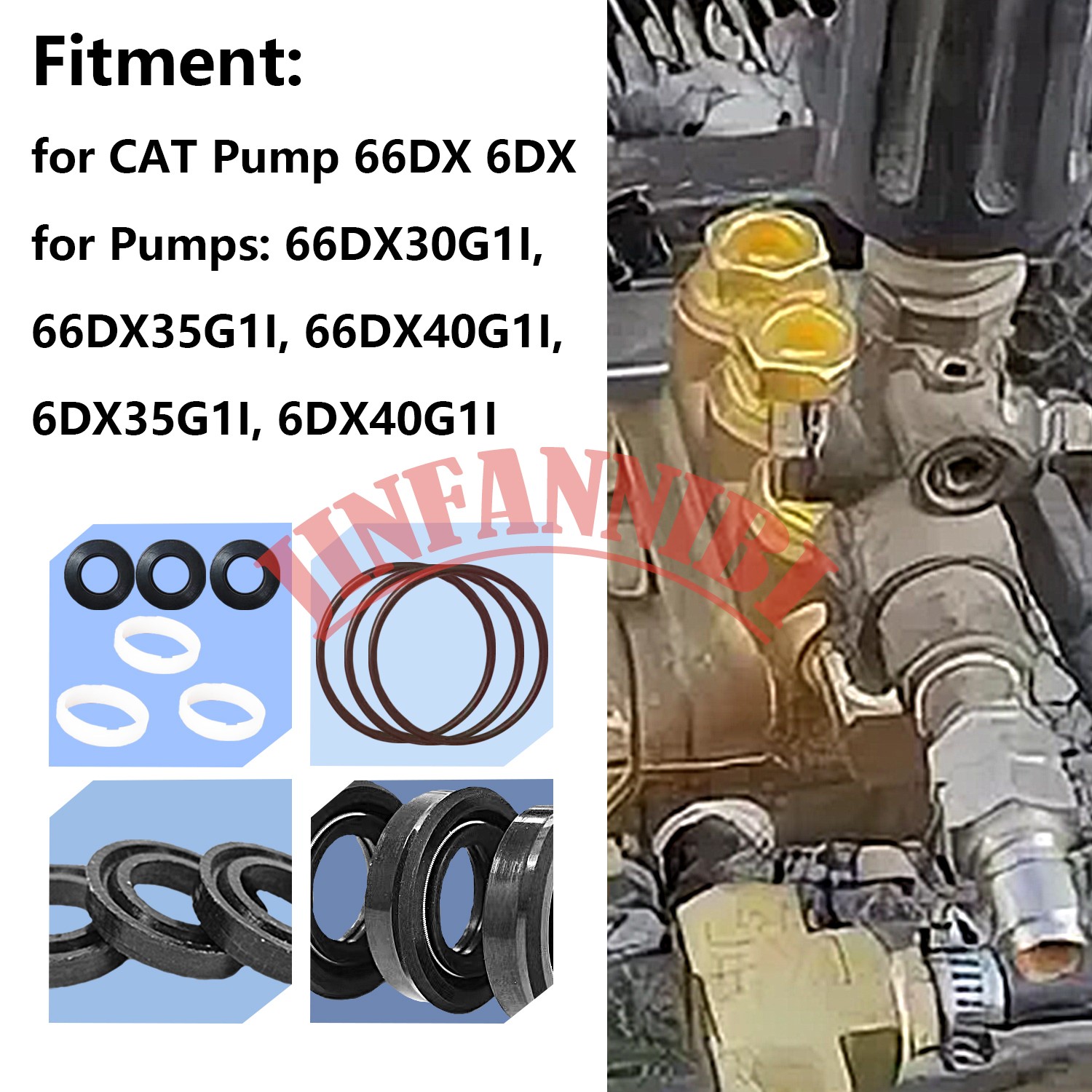 34262 Seals Rebuild Kit Fits Cat Pump 66DX 6DX Pressure Washer Pump 6DX35G1I