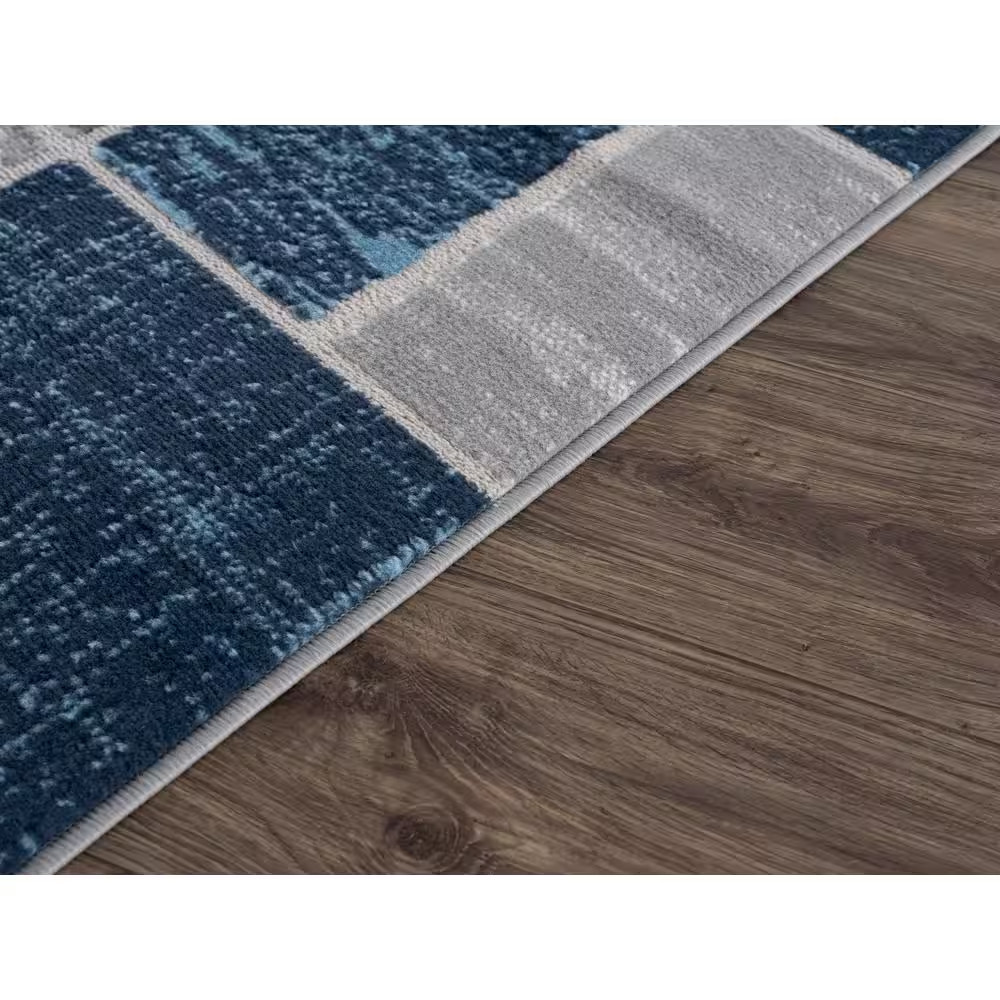 Verena Blue Geometric 2 Ft. X 6 Ft. Runner Rug