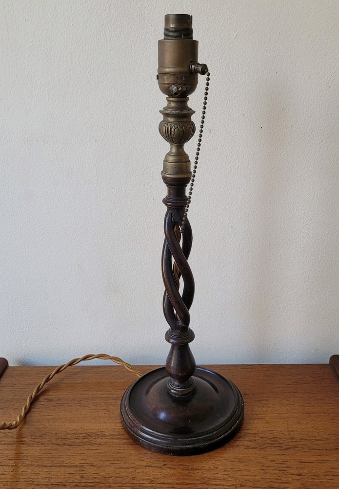 Antique Barley Twist Table Lamp Pull Switch Needs Rewire