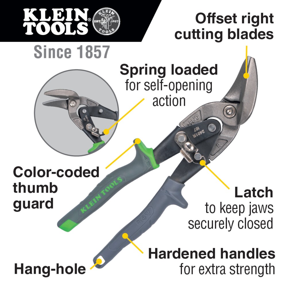 Klein Tools 2401R Offset Right-Cutting Aviation Snips