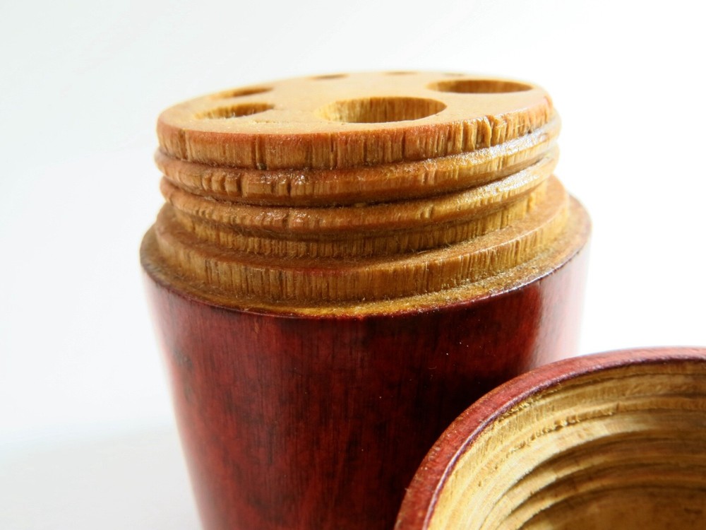 Antique Turned Box Shaped Treenware Drill Bit/Punch Storage Container—Refinished