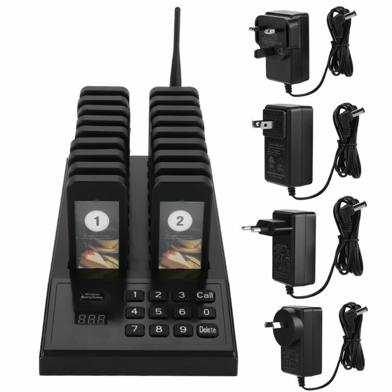 Restaurant Coaster Guest Call Wireless Queuing Paging Calling System+18 Pagers