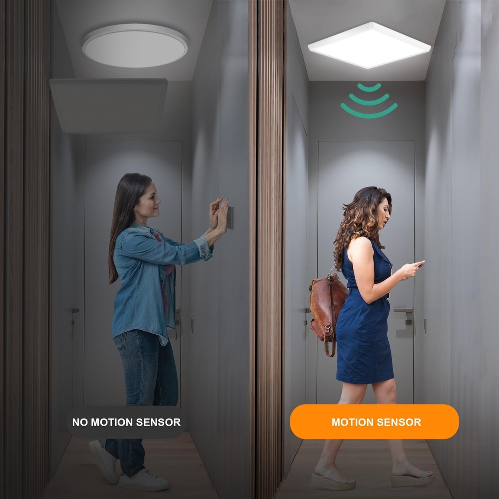 Motion Sensor Ceiling Light Wired, 12 Inch 5000K LED Flush Mount Ceiling Ligh...