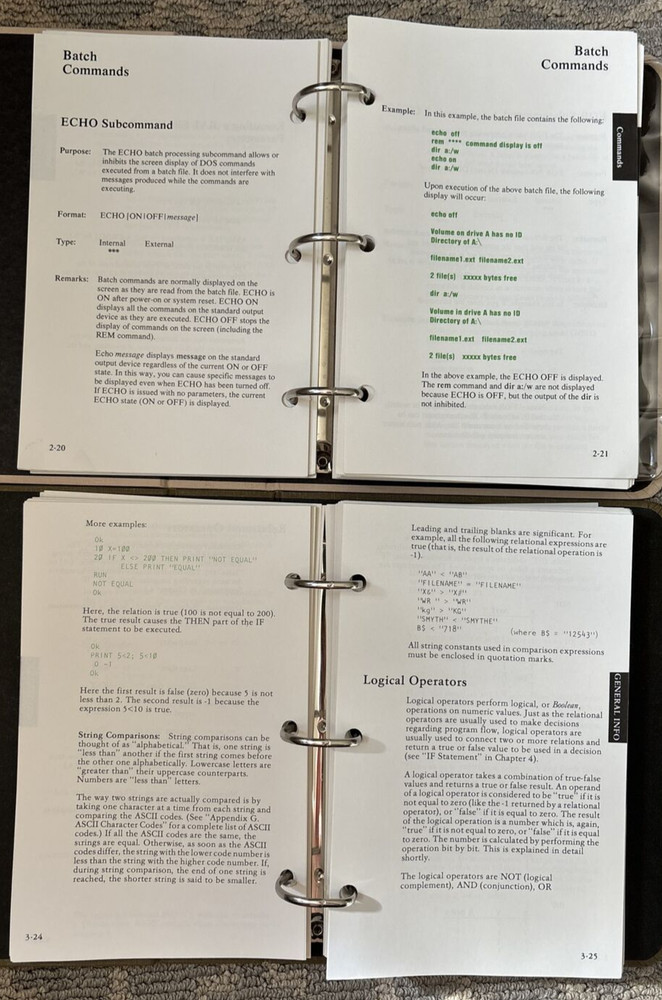 Vtg IBM 1983 DOS V. 2.10 & Basic 1982 Personal Computer Hardware Reference Libra