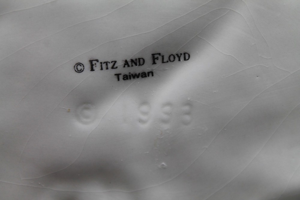 Fitz & Floyd 1993 Bunny Platter Easter Rabbit Floral Ceramic Canape Plate