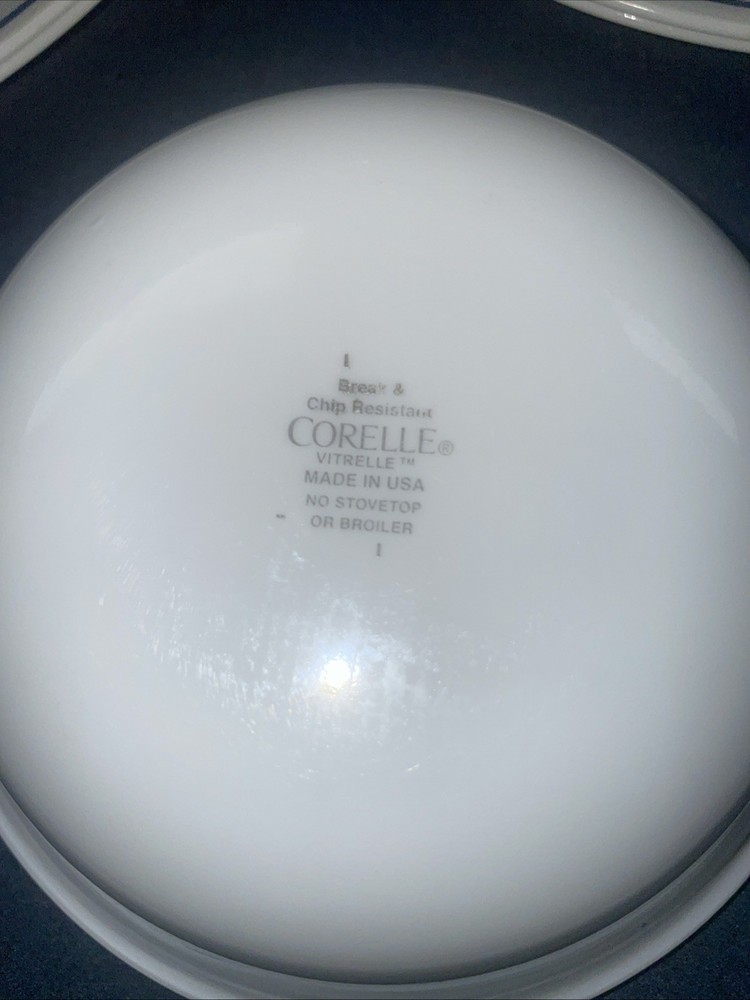 Corelle set for two blue and white