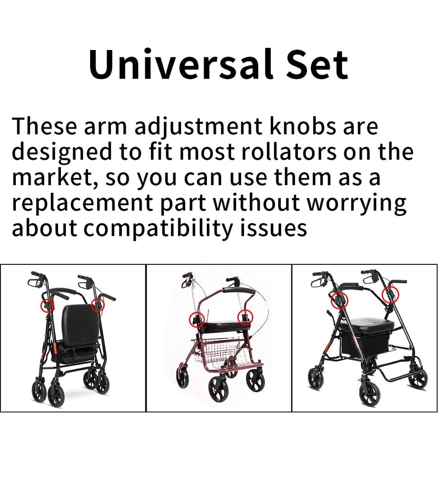 3 Pack 3 Point Rollator Knob Walker Replacement Knobs Universal Part for Walker