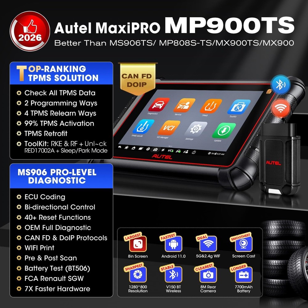 Autel MaxiPRO MP900-TS MP900TS Full TPMS Reset Programming Scanner ECU Coding