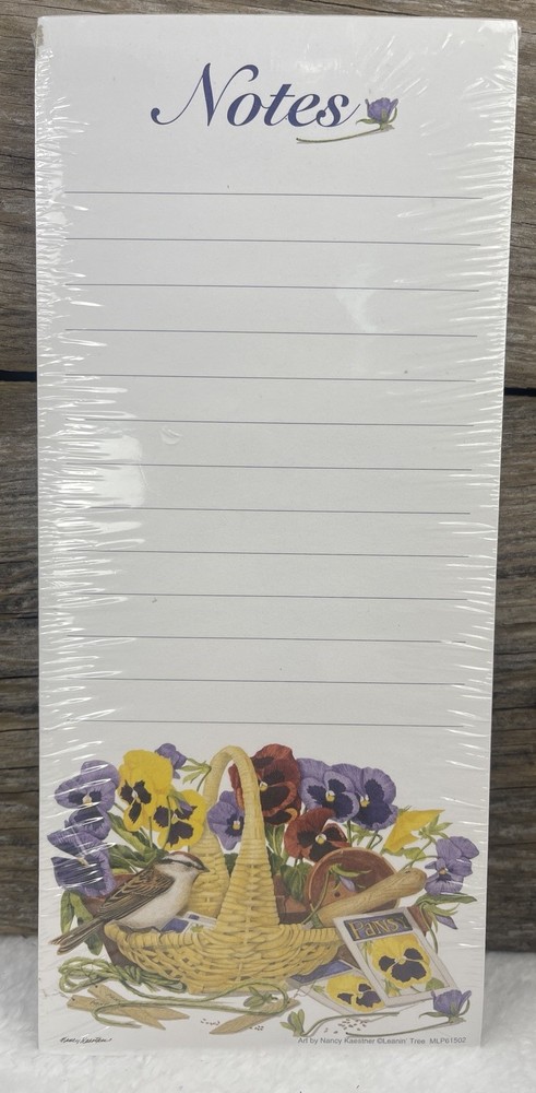 Leanin’ Tree Pansy Pansies Magnetic Note Pad Refigerator Nancy Kaestner List