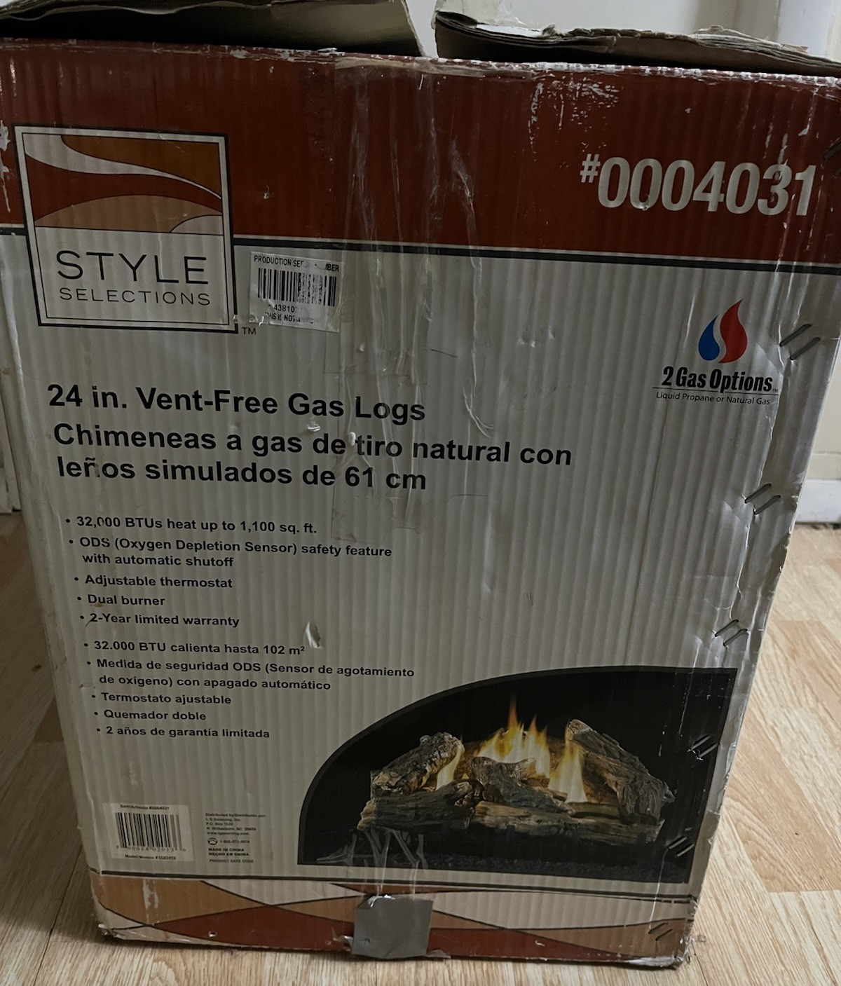 24” Vent-Free Dual Fuel Gas Fireplace Logs Open Box Style Selection