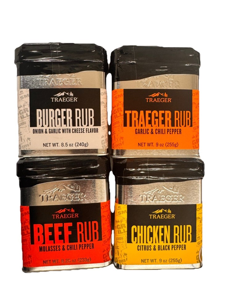 Traeger Rub 4 Pack: Beef Rub, Traeger Rub, Chicken Rub, Burger Rub