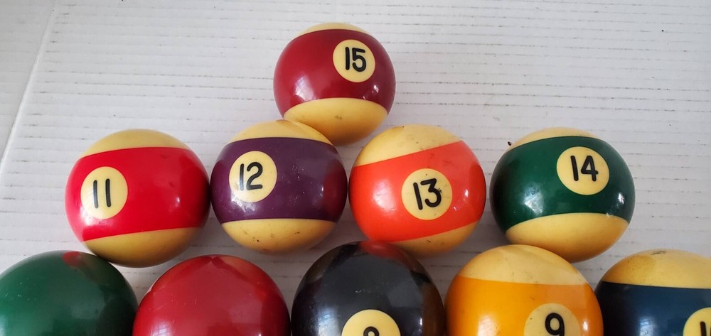 Vintage Billiard Pool Balls Complete Set Solid Condition Nice As Shown