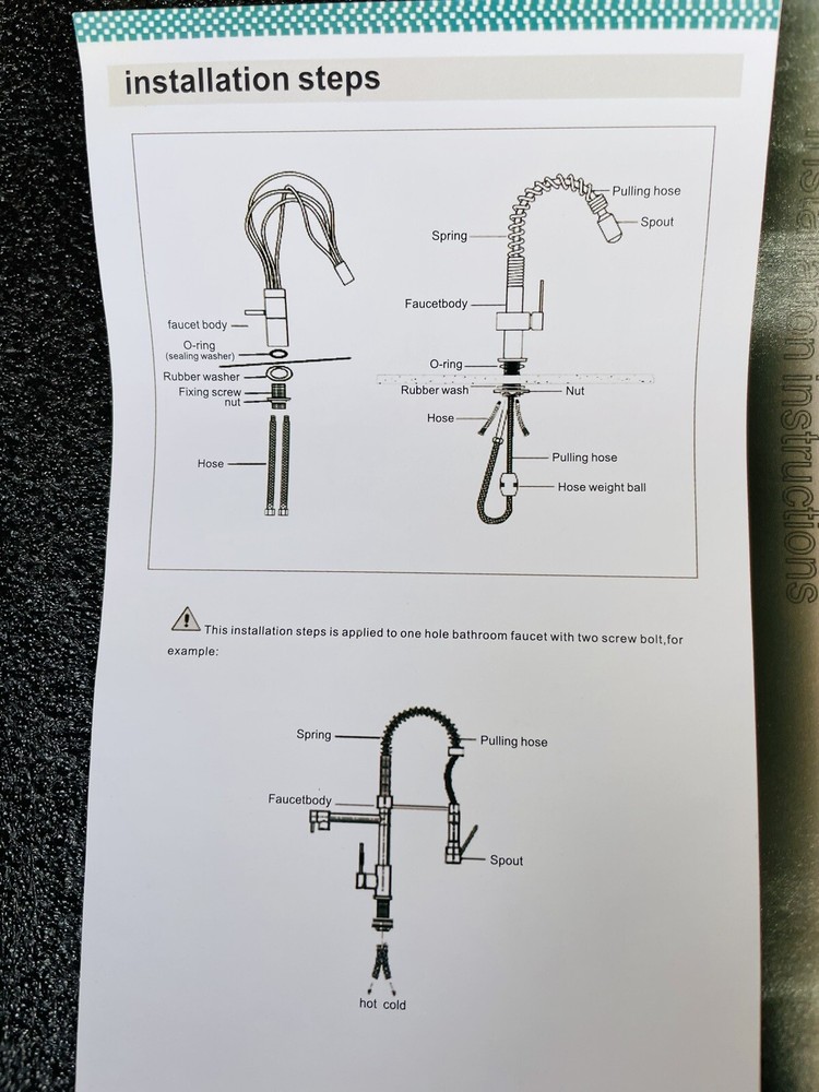 🔥 Sanitary Wares • Single Hole Pull Down Kitchen Faucet Spray • Chrome Silver