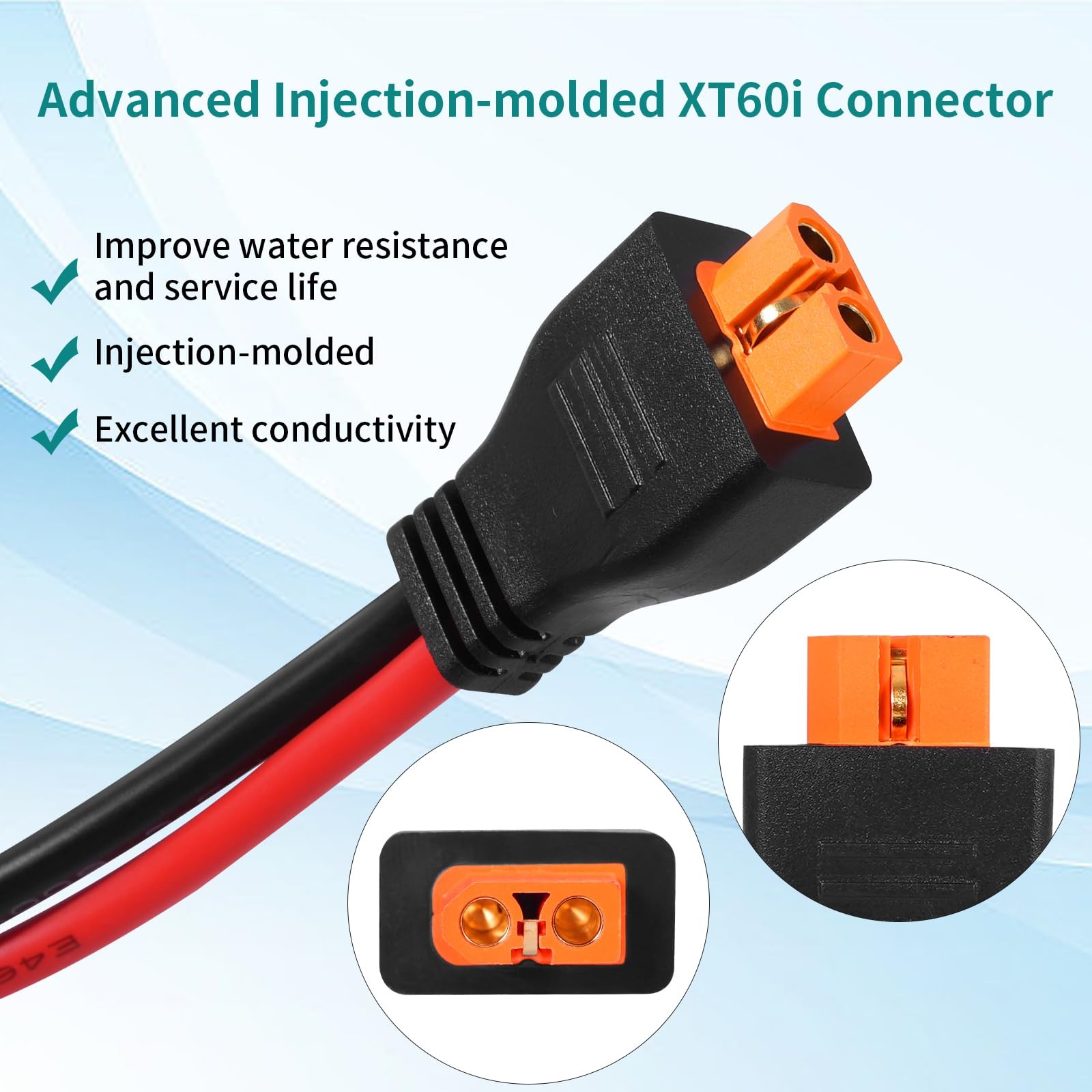 10AWG Tinned Copper Wire XT60i to Solar Panel Connector Extension Cable 10 FT