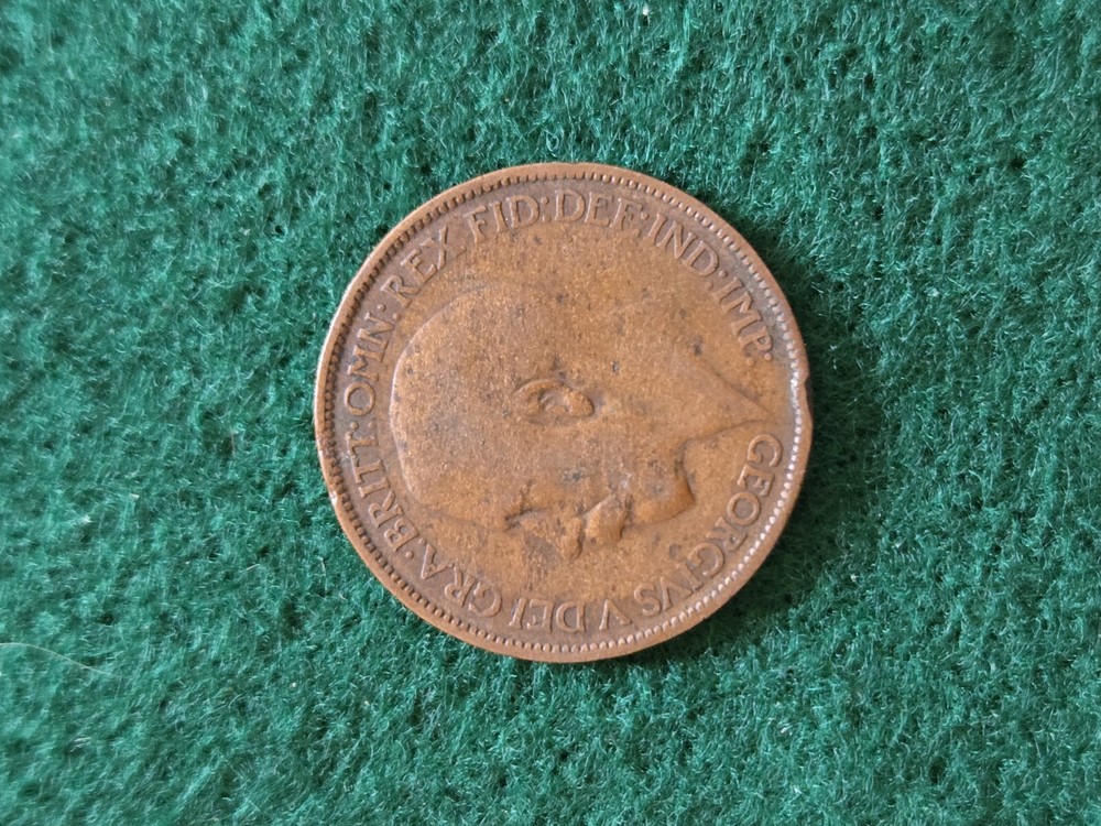 1913 Worn British One Penny
