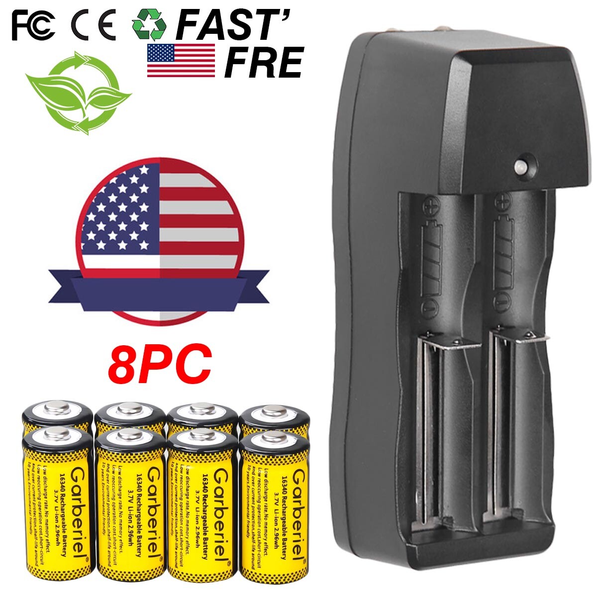 Lot 2800mAh Batteries CR123A 16340 Rechargeable Lithium Battery / Smart Charger