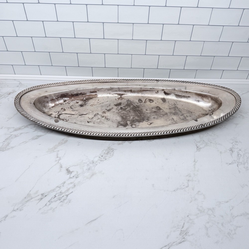 VINTAGE REED & BARTON SOLDERED SILVER SERVING PLATTER PLATE 3000 24 In