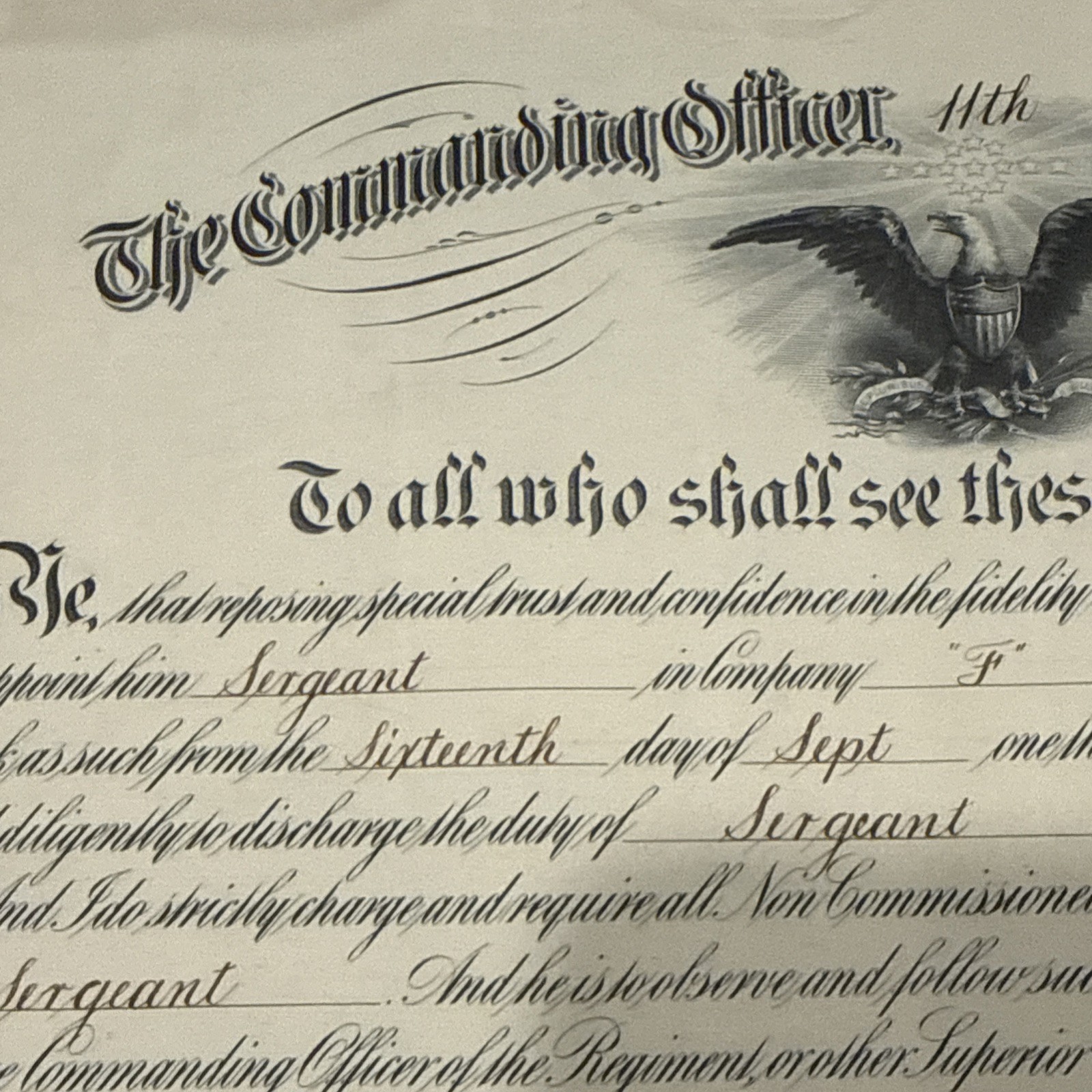 WWI 1918 11th Regiment of Engineers AEF U.S. Army Certificate Service Hampton