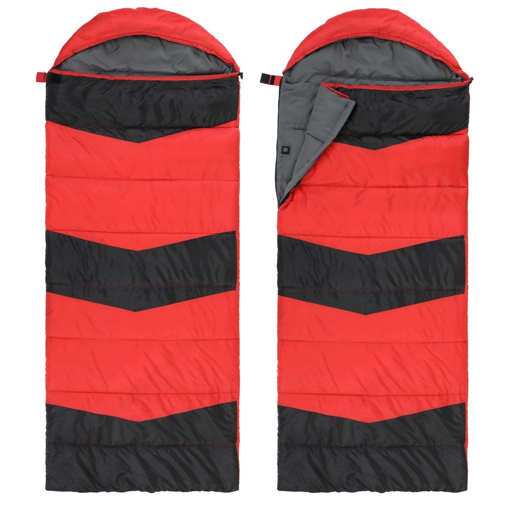 Red Rectangular Heated Lightweight Sleeping Bag Waterproof F Backpacking Hiking