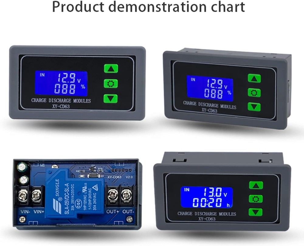 DC 6V-60V Low Voltage Protector Disconnect Switch Module with LCD Grey
