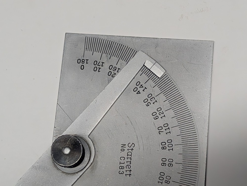 Starrett C183 Steel Protractor Rectangular Head USA