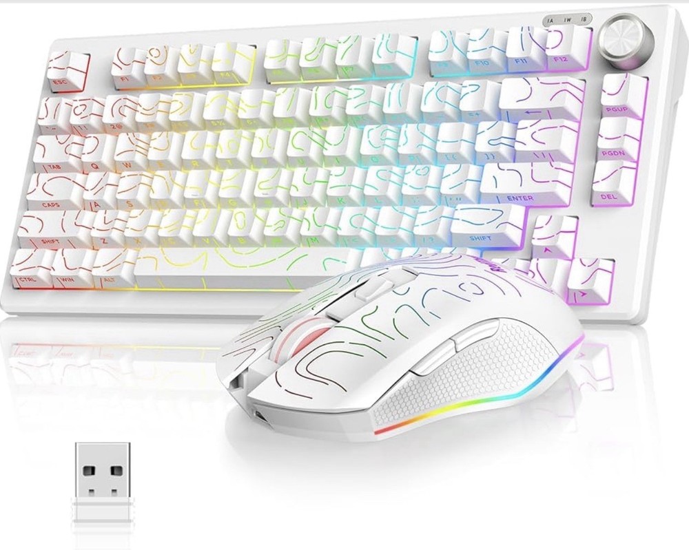 RedThunder K75 Wireless Keyboard and Mouse Combo,75% Membrane Side-Engraved