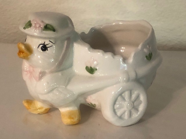 Vintage Chicken Pulling Cart Easter/ Springtime Figurine Planter