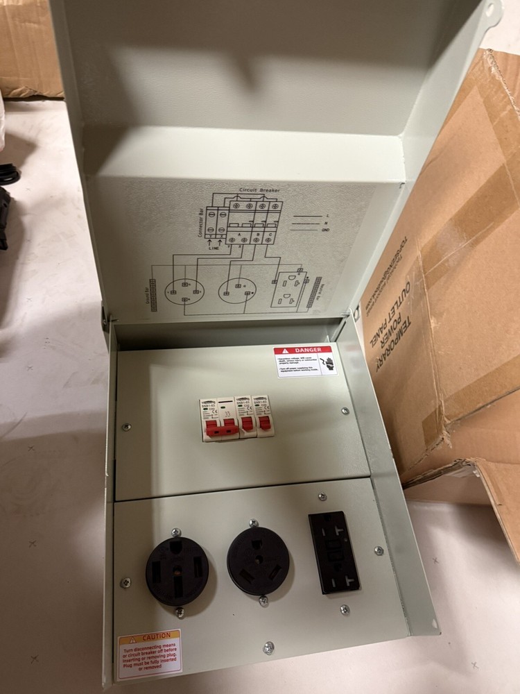 20 30 50 Amp Rv Electrical Panel Receptacle - Temporary Power Outlet Panel Box,