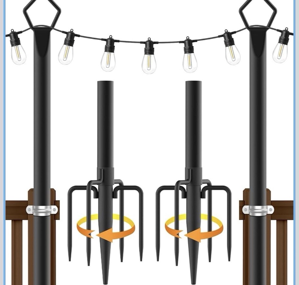 AILBTON 2 Pack 10Ft String Light Poles,Light Poles for Outside String Lights,