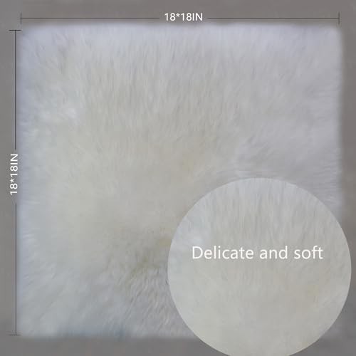 New Zealand Natural Wool Square Sheepskin Seat Pad 18x18 Inch 1 Cream Coffee