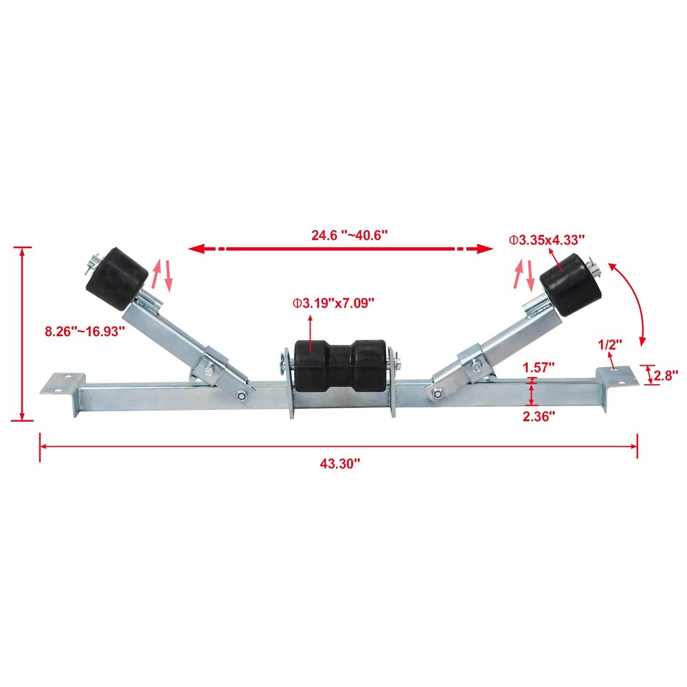 Boat Trailer Bottom Support Bracket with Keel Rollers capacity 2204lb