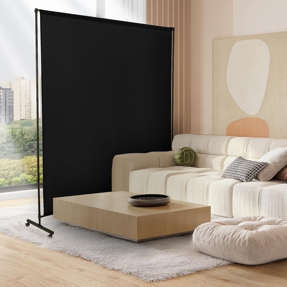 Room Divider Screen 72"x72" W/ Lockable Caster Wheels Privacy Panel Home