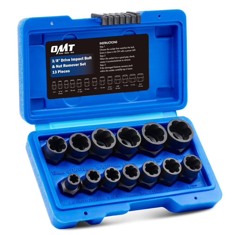 Orion Motor Tech Impact Nut and Bolt Extraction Tool Set, One Size, Black