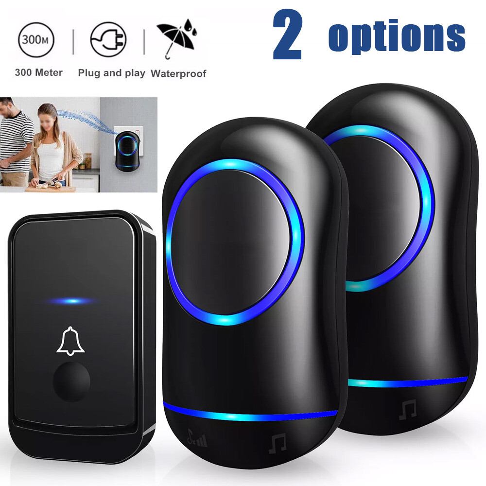 Wireless Doorbell Chime Waterproof Plugin Receiver Adjustable Volume 1000FT Kit
