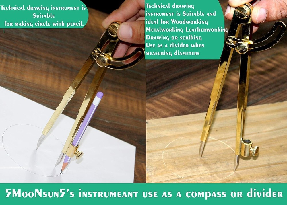 8 Inch Large Pencil Marking Compass Circle Leather Scratch Compass Maker Scriber