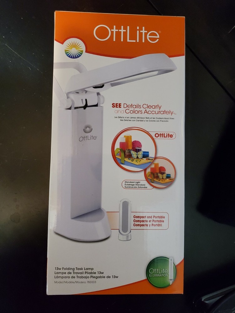 OttLite Folding Task Table Lamp White